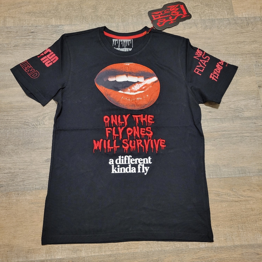 Born Fly Only The Fly Ones Will Survive Men’s Graphic T-Shirt Black Multi Size